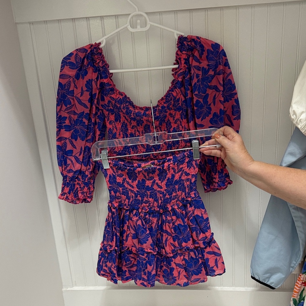 Olivaceous Pink and Blue Floral Dress